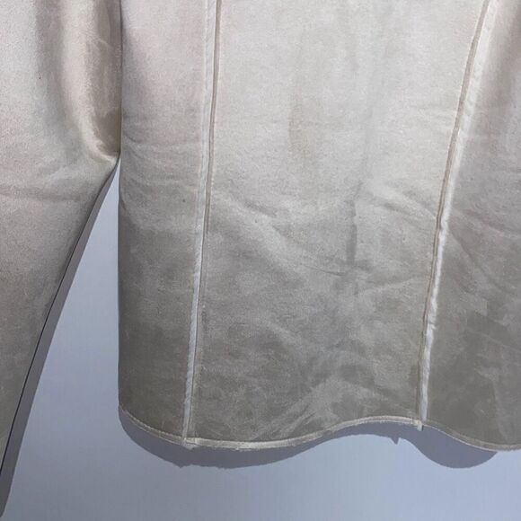 Gotham City Gear Women's Cream Collared Faux Suede Sherpa Jacket Size Large - Picture 7 of 10